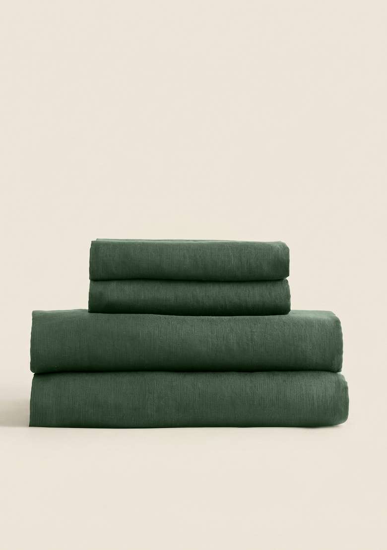 Pine European Linen Sheet Set - Indya