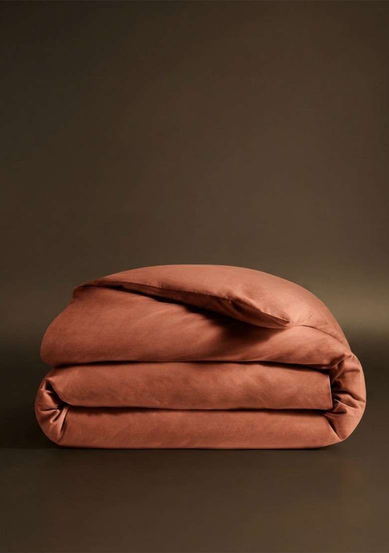 Terracotta Organic Crisp Percale Duvet Cover - Indya