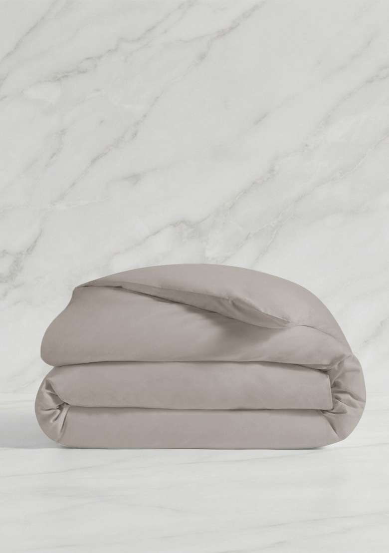 Light Grey Organic Crisp Percale Duvet Cover - Indya