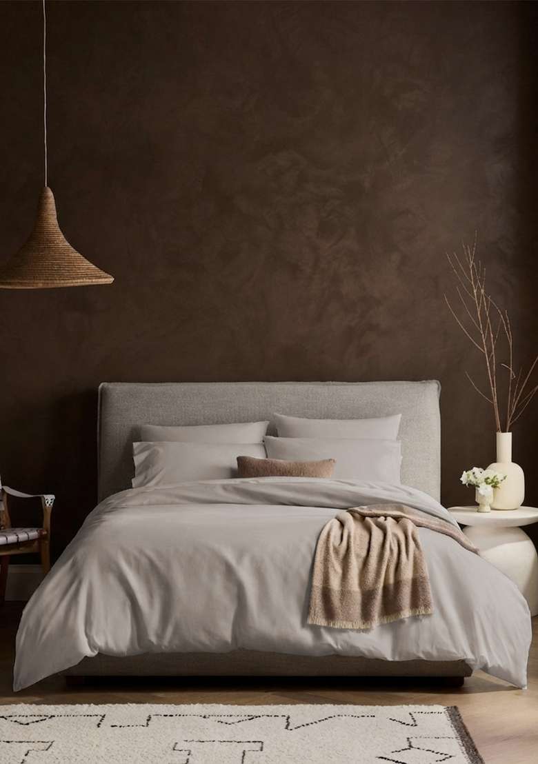 Light Grey Organic Crisp Percale Duvet Cover - Indya