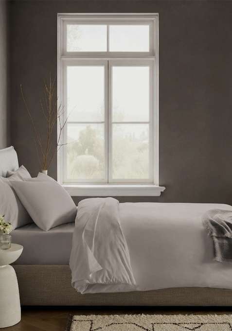 Pastel grey Organic Crisp Percale Duvet Cover