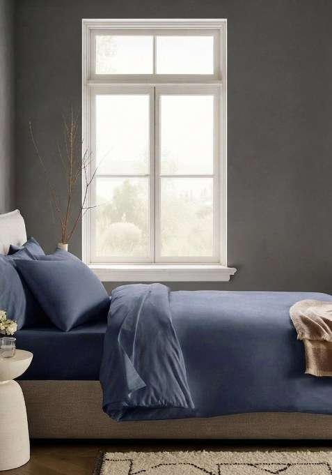 Elephant Grey Organic Crisp Percale Duvet Cover