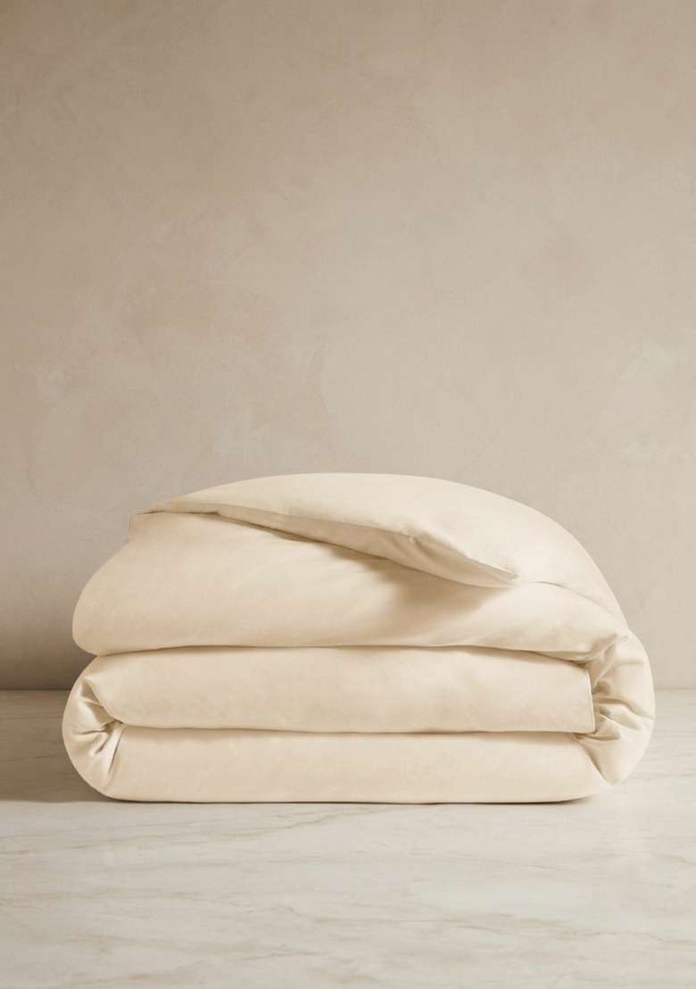 Ivory Organic Crisp Percale Duvet Cover - Indya