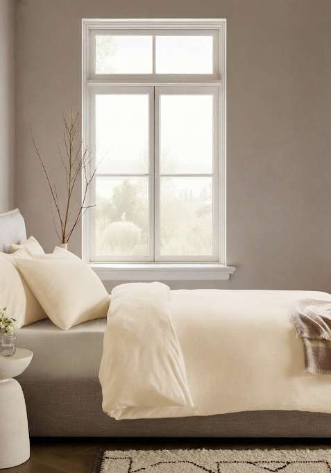 Powder White Organic Crisp Percale Duvet Cover