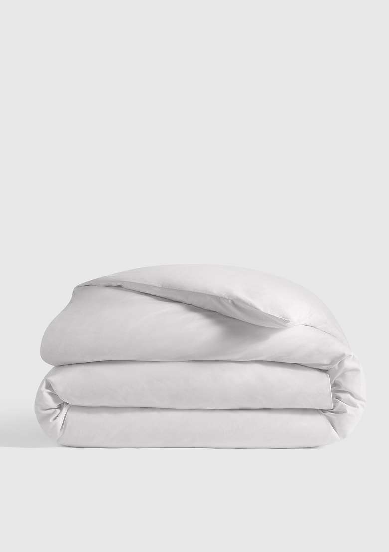 White Organic Crisp Percale Duvet Cover - Indya