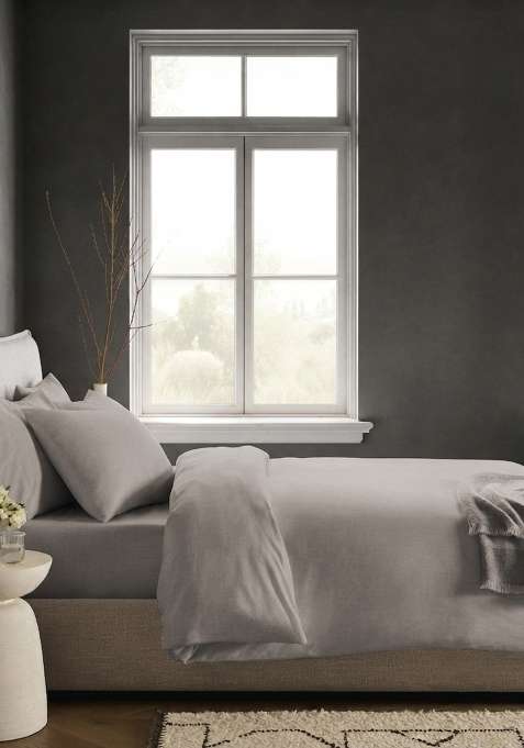 Pastel grey Organic Crisp Percale Duvet Cover Set