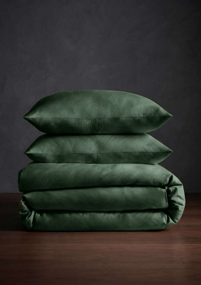 Pine Organic Crisp Percale Duvet Cover Set - Indya