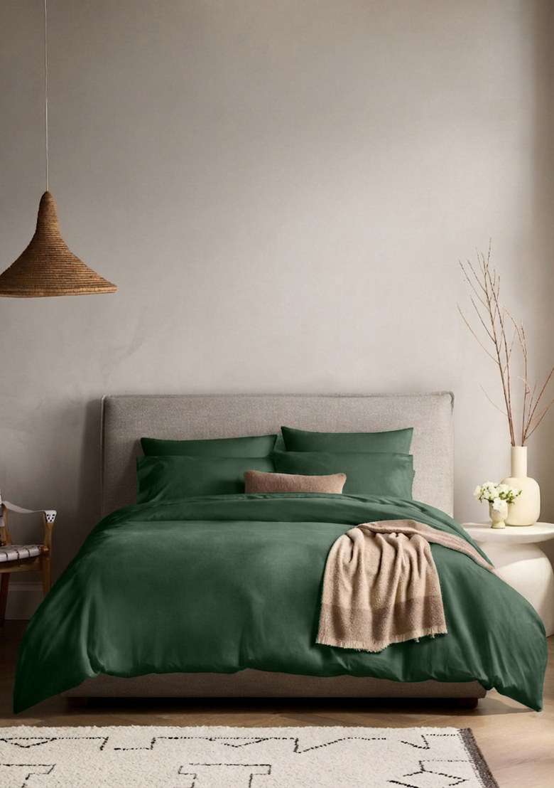 Pine Organic Crisp Percale Duvet Cover Set - Indya