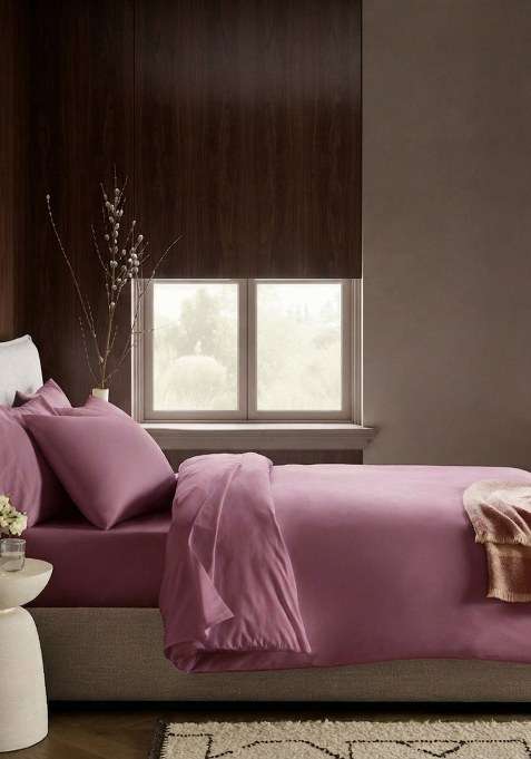 Mid Purple Organic Crisp Percale Duvet Cover Set
