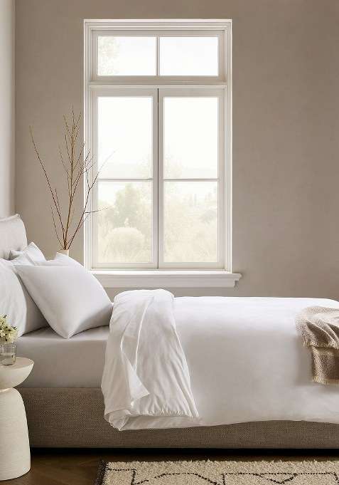 Star White Organic Crisp Percale Duvet Cover Set