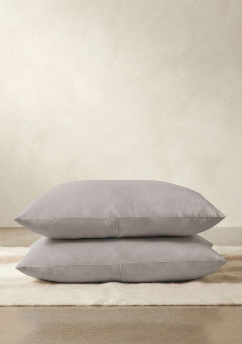 Light Grey Organic Crisp Percale Sham Set - Indya
