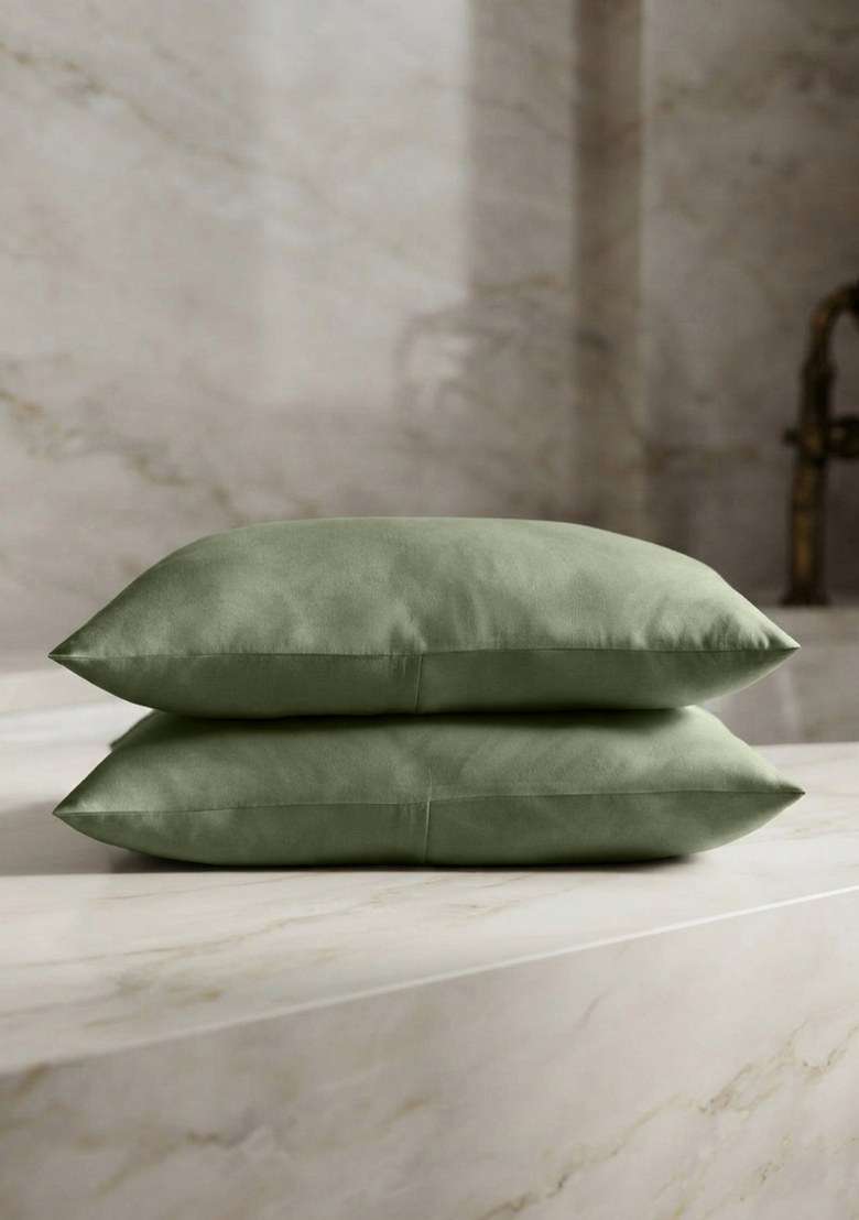 Olive Organic Crisp Percale Sham Set - Indya