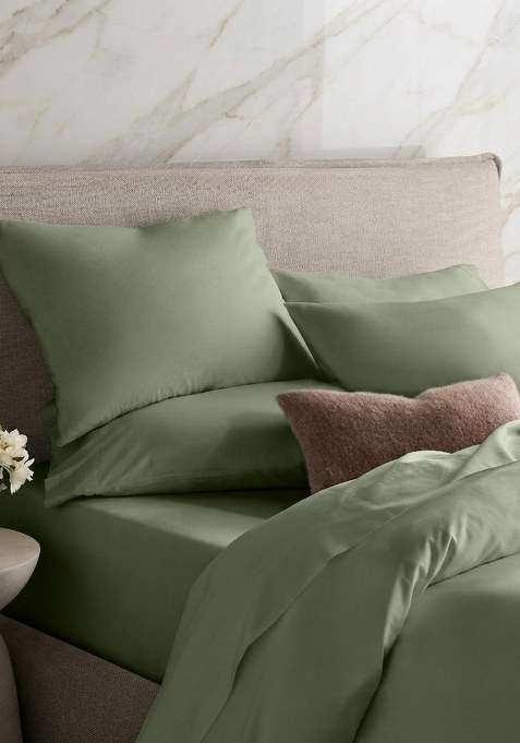 Forest Green Organic Crisp Percale Sham Set