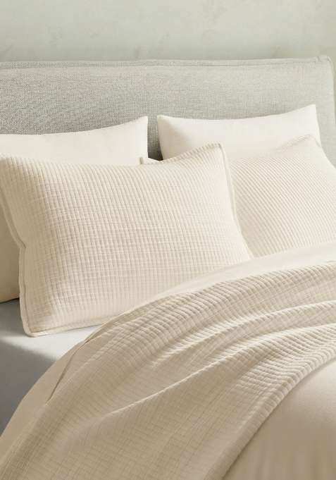 Powder White Organic Ribbed Cotton Shams