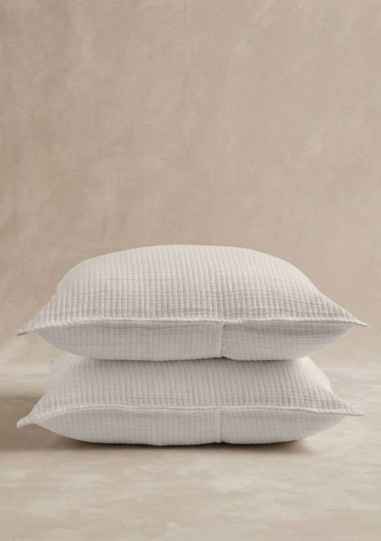 Sand Organic Ribbed Cotton Shams - Indya