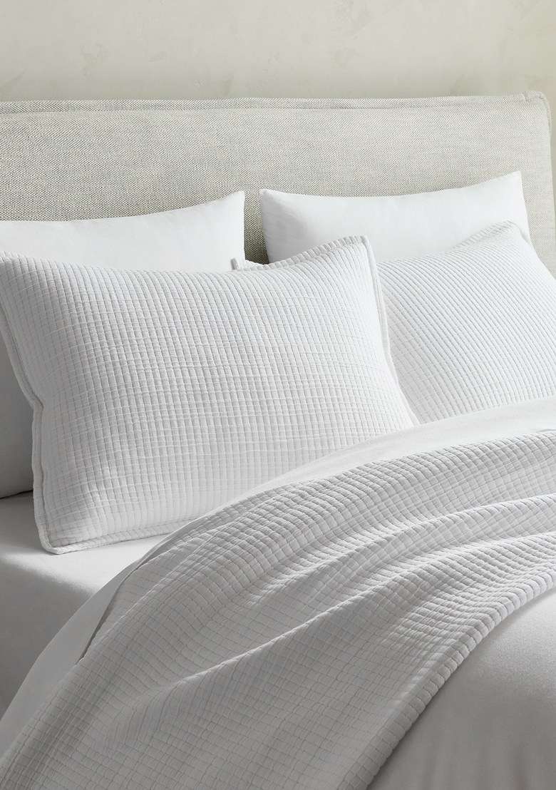 White Organic Ribbed Cotton Shams - Indya