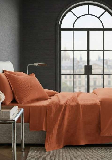Bricks Organic Ribbed Cotton Coverlet