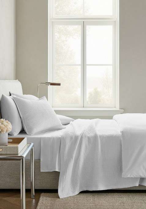 Star White Organic Ribbed Cotton Coverlet