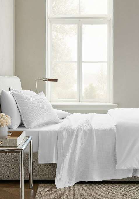 Star White Organic Ribbed Cotton Coverlet Set