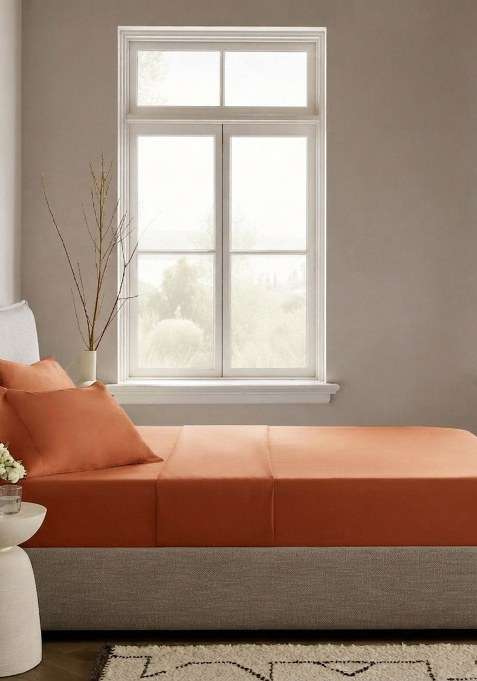 Bricks Organic Crisp Percale Fitted Sheet Set