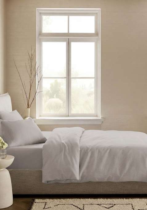 Pastel grey Organic Crisp Percale Fitted Sheet Set