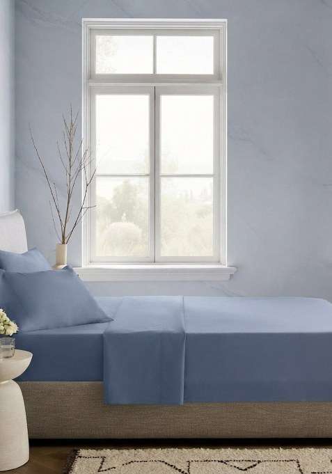 Elephant Grey Organic Crisp Percale Fitted Sheet Set