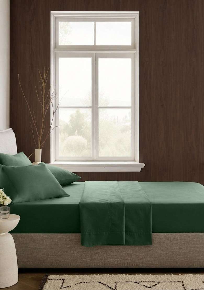 Pine Organic Crisp Percale Fitted Sheet Set - Indya