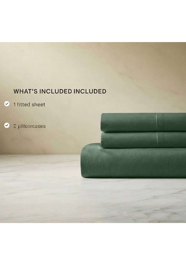 Pine Organic Crisp Percale Fitted Sheet Set - Indya