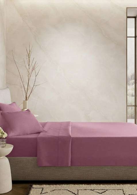 Mid Purple Organic Crisp Percale Fitted Sheet Set