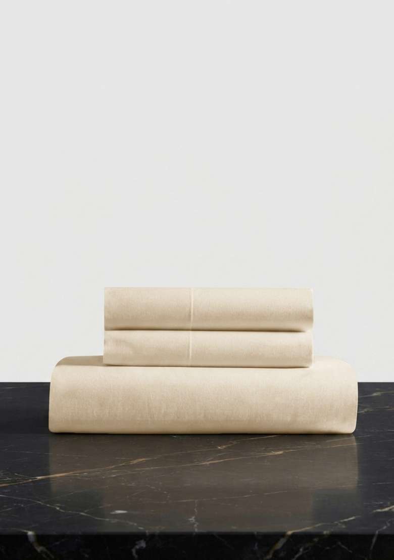 Ivory Organic Crisp Percale Fitted Sheet Set - Indya