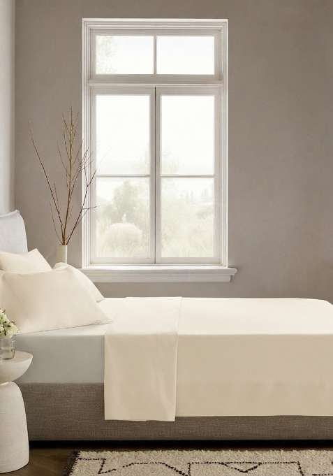 Powder White Organic Crisp Percale Fitted Sheet Set