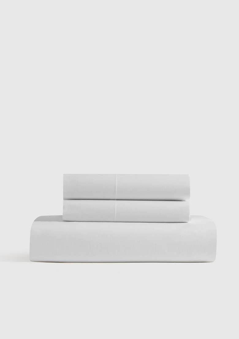 White Organic Crisp Percale Fitted Sheet Set - Indya