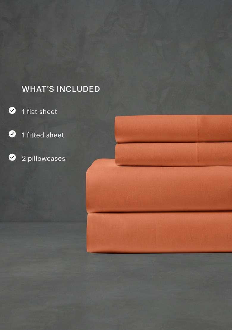 Terracotta Organic Crisp Percale Sheet Set - Indya