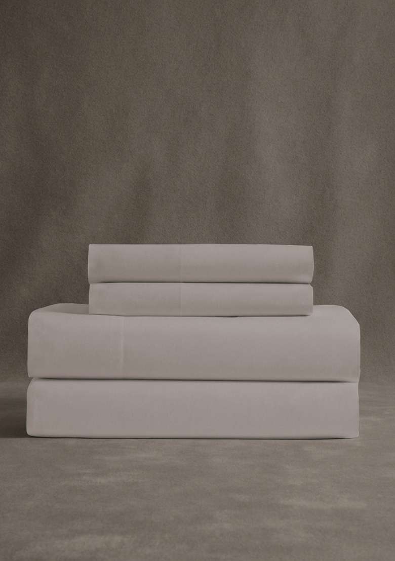 Light Grey Organic Crisp Percale Sheet Set - Indya