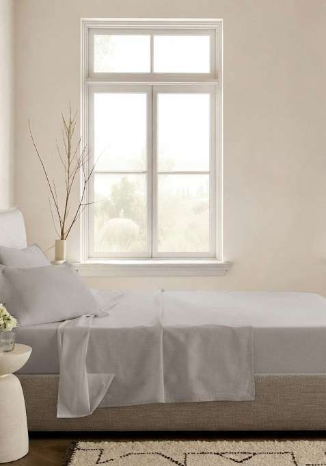 Pastel grey Organic Crisp Percale Sheet Set