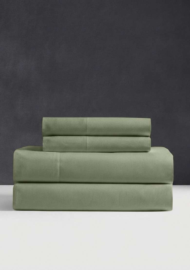 Olive Organic Crisp Percale Sheet Set - Indya