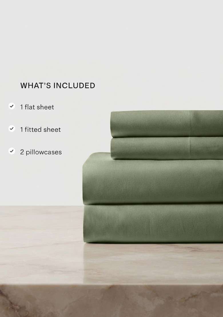 Olive Organic Crisp Percale Sheet Set - Indya