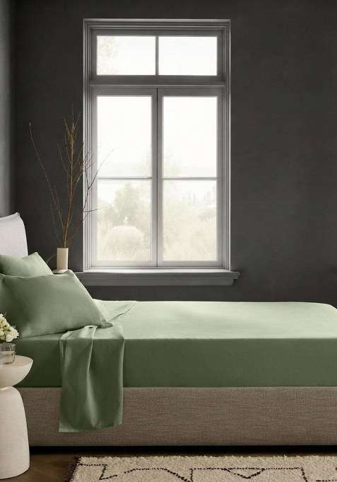 Forest Green Organic Crisp Percale Sheet Set