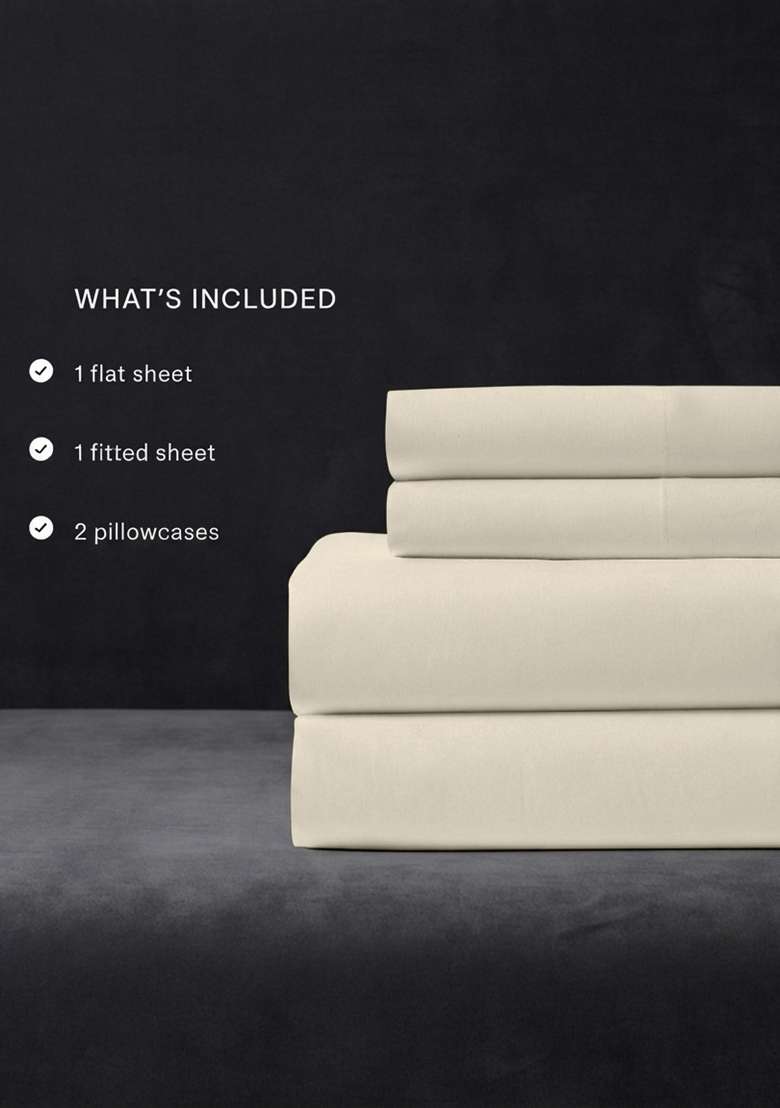 Ivory Organic Crisp Percale Sheet Set - Indya