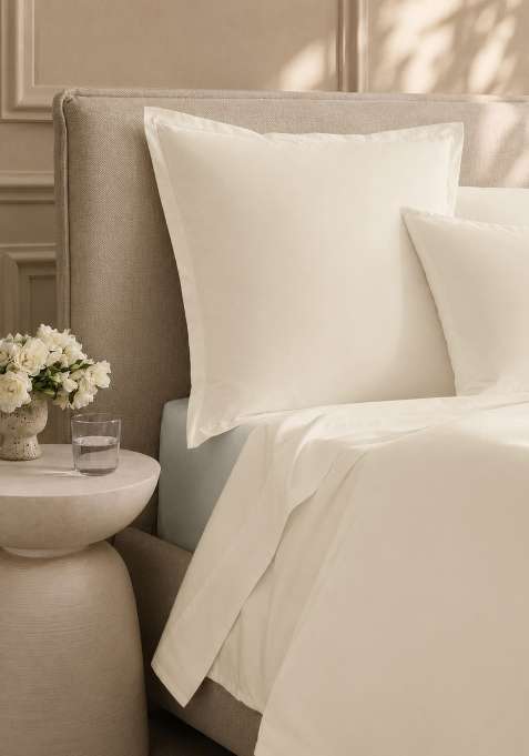 Powder White Organic Crisp Percale Sheet Set