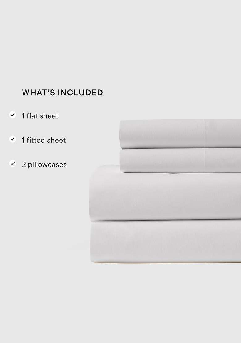 White Organic Crisp Percale Sheet Set - Indya