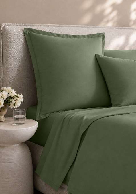Forest Green Organic Crisp Percale Euro Sham
