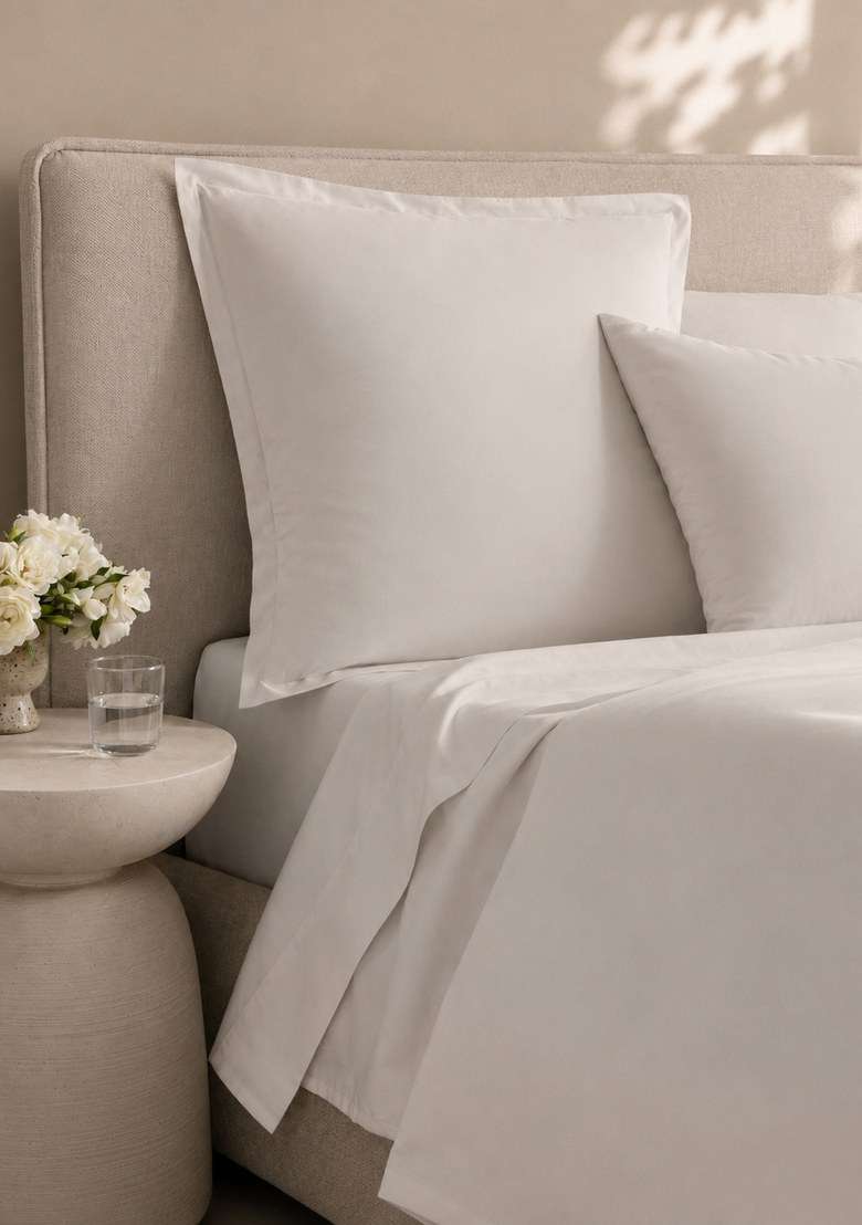 Sand Organic Crisp Percale Euro Sham - Indya