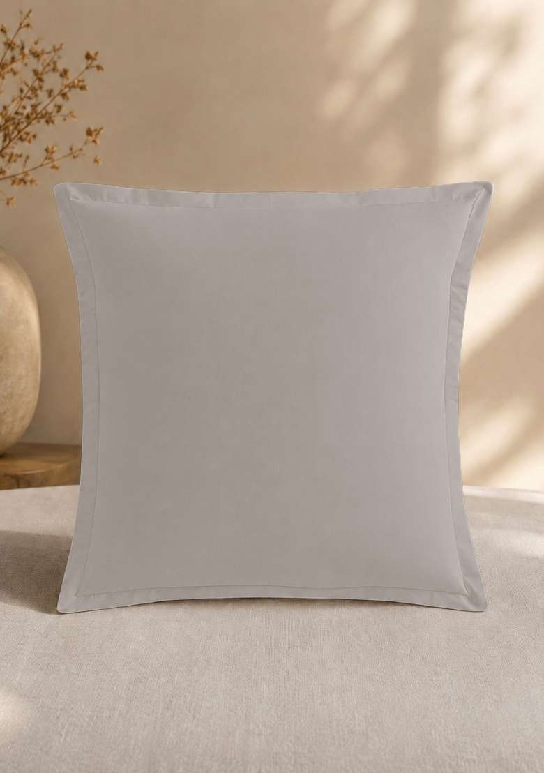 Light Grey Organic Crisp Percale Euro Sham - Indya