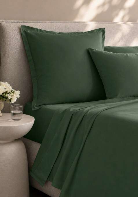 Bottle Green Organic Crisp Percale Euro Sham