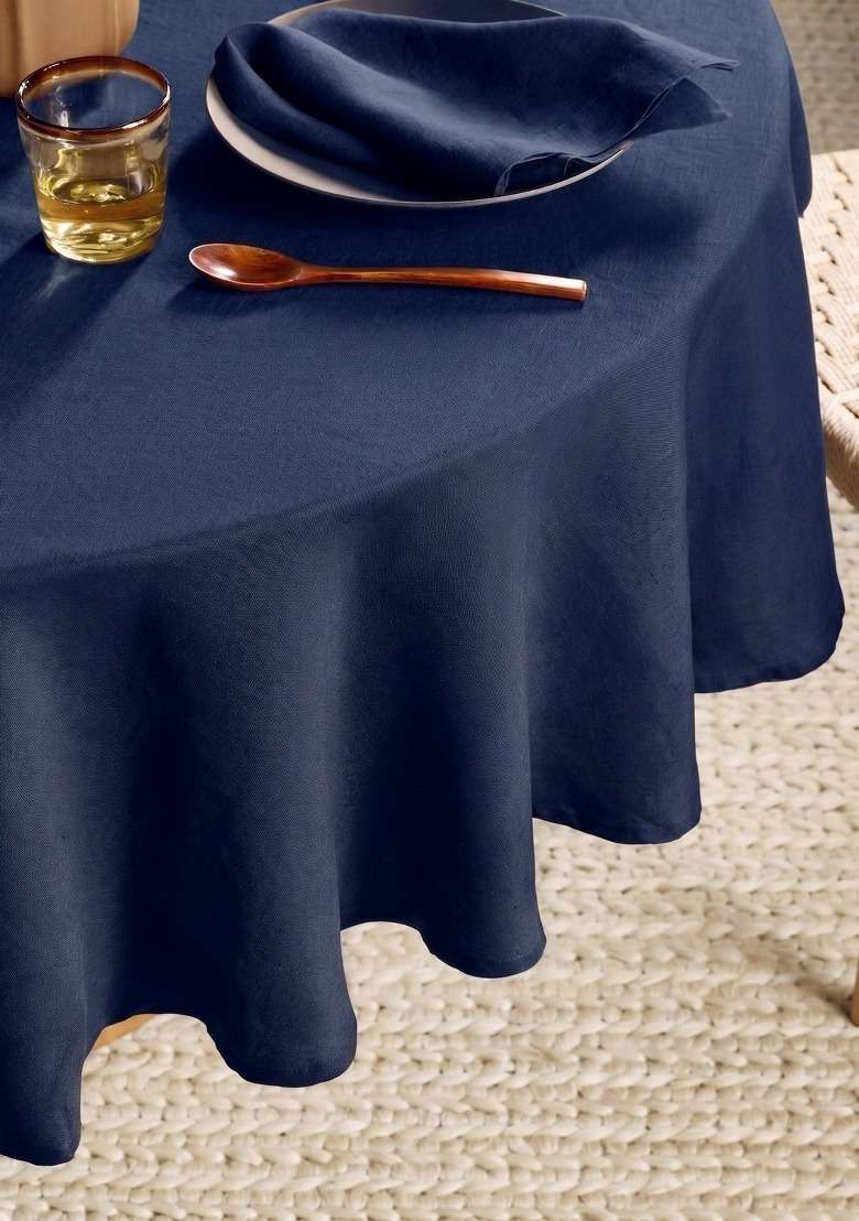 Navy European Linen table cover - Indya