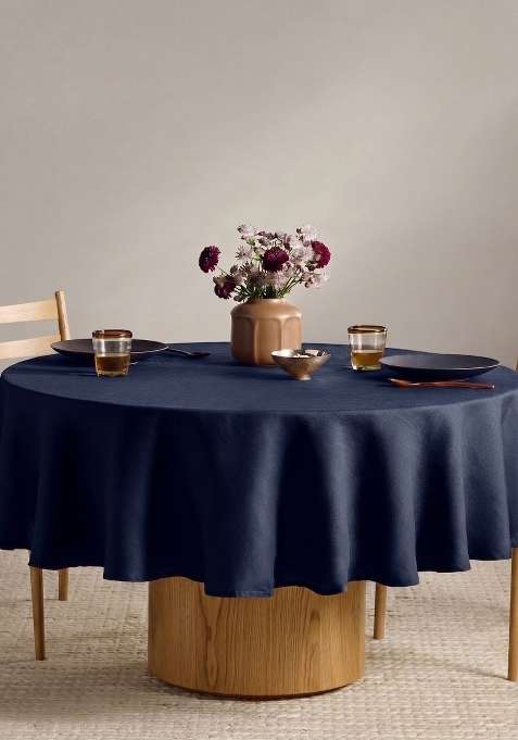 Navy European Linen table cover