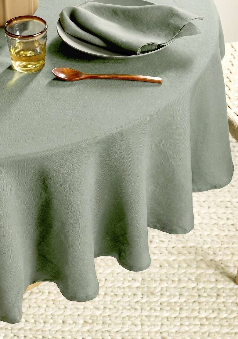 Olive European Linen table cover - Indya