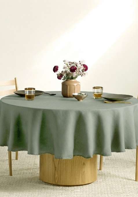 Olive European Linen table cover