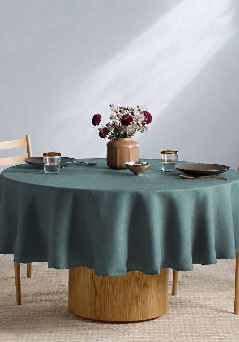 Aqua European Linen table cover